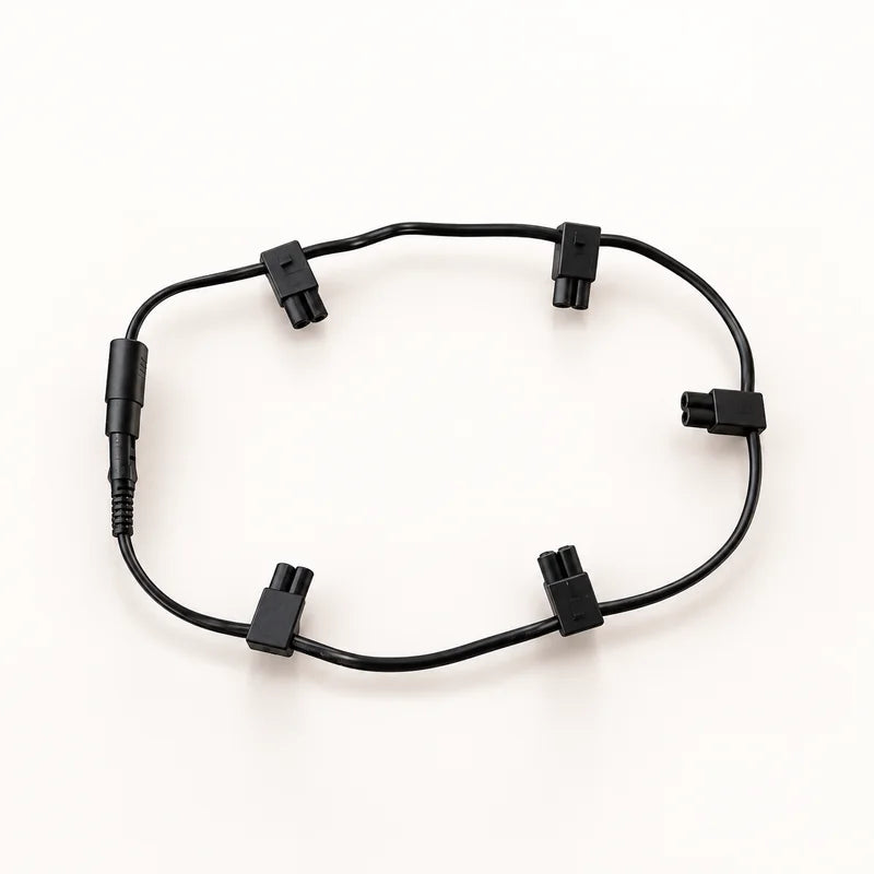 5-way charger cable with five in-line connectors, top view